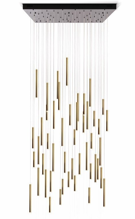 Olivia Bellini Square Tri-Tone Tubular Pendant Light Chandelier