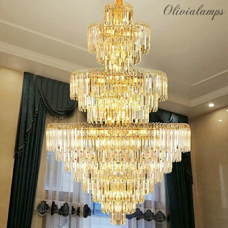 3 Layers Extra Large D78.7"*H137.8"/ 85 Lights Living Room Chandelier Magnificent Luxury Foyer Entryway Hotel Lobby Hallway Crystal Light Fixture