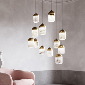 Queena Alabaster Minimalist Alabaster Staircases Pendant Light