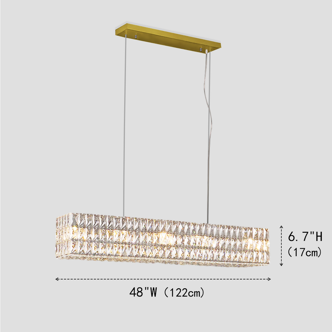 Pluto Halo Rectangular Crystal Chandelier