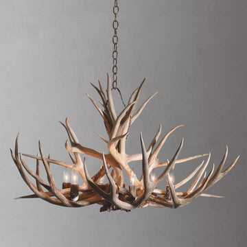 8 Light Reagan Tall Mule Deer Antlers Chandelier 20"H