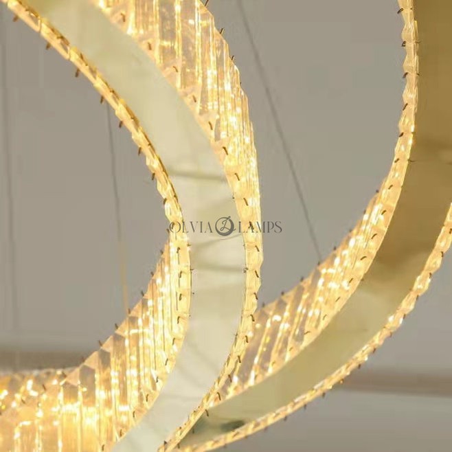 Extra Large Customization Modern Front Entryway Luxury Aesthetic Chandelier 5 Rings Crystal Gold/ Chrome Finish Ceiling Lamp For Hotel Hallway Entrance Lobby