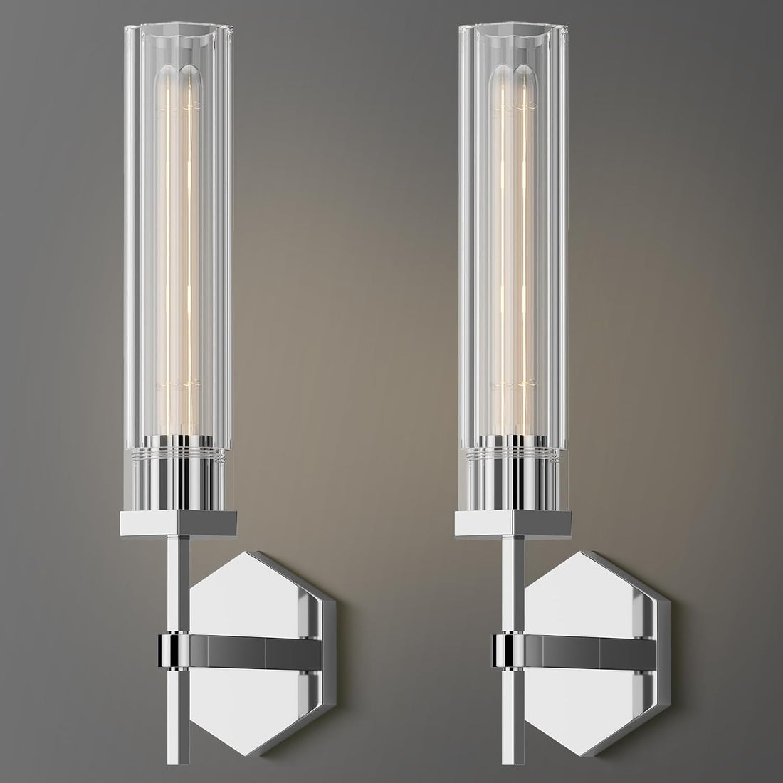 Crystal Wall Sconces set of Two, 18.5" Nickel Sconces Wall Lighting