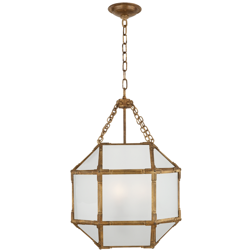 Olivia Morris Small Lantern Brass with White Glass