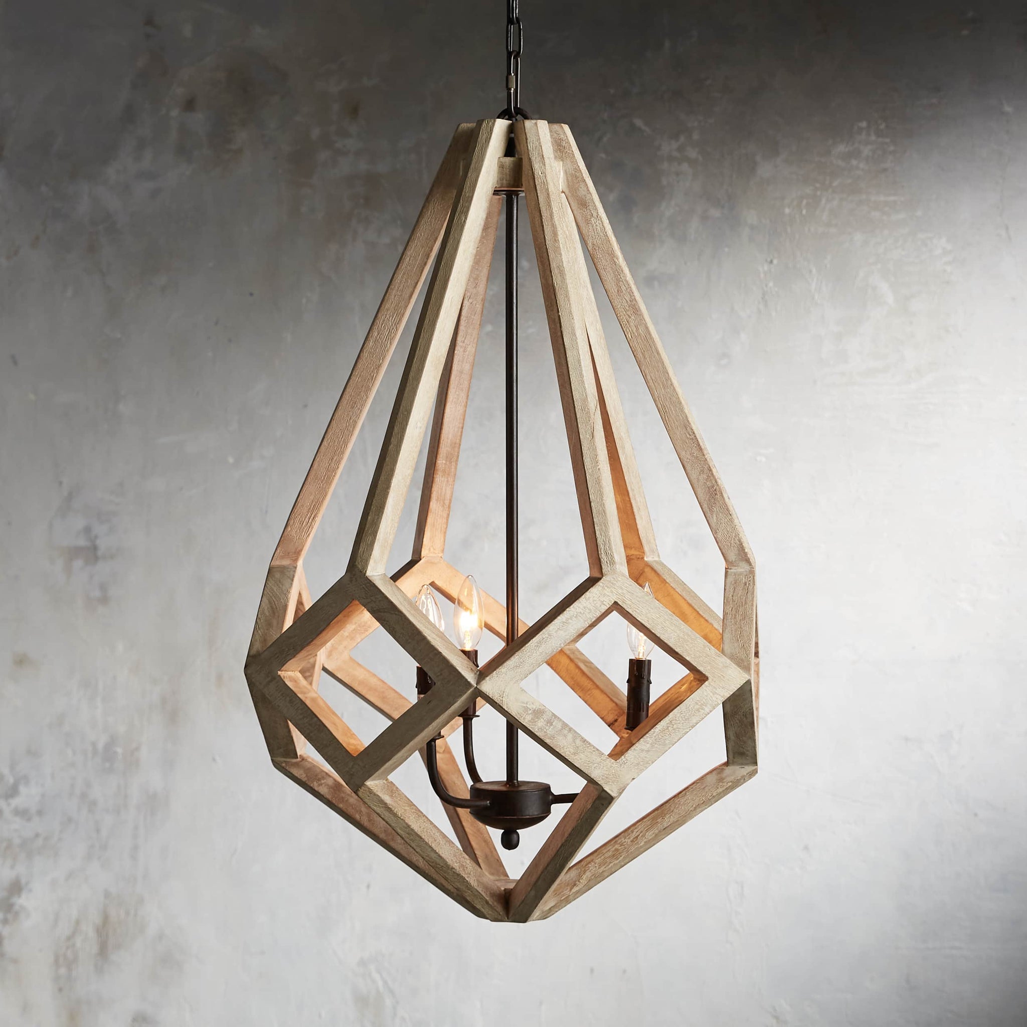 Wooden Prism Chandelier in Natural