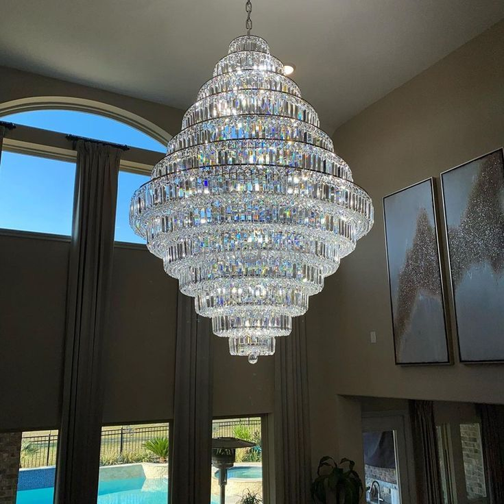 Chrome/ Silver/ Gold Extra Large Chandelier For Foyer Living Room Staircase Crystal Ceiling Lighting Fixture