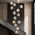 Extra Length 78.8''-196.9'' Customization Modern Starlight Globe Chandelier for Foyer Hall Crystal Clear Glass Ball Light Decoration Living Room Ceiling Lamp