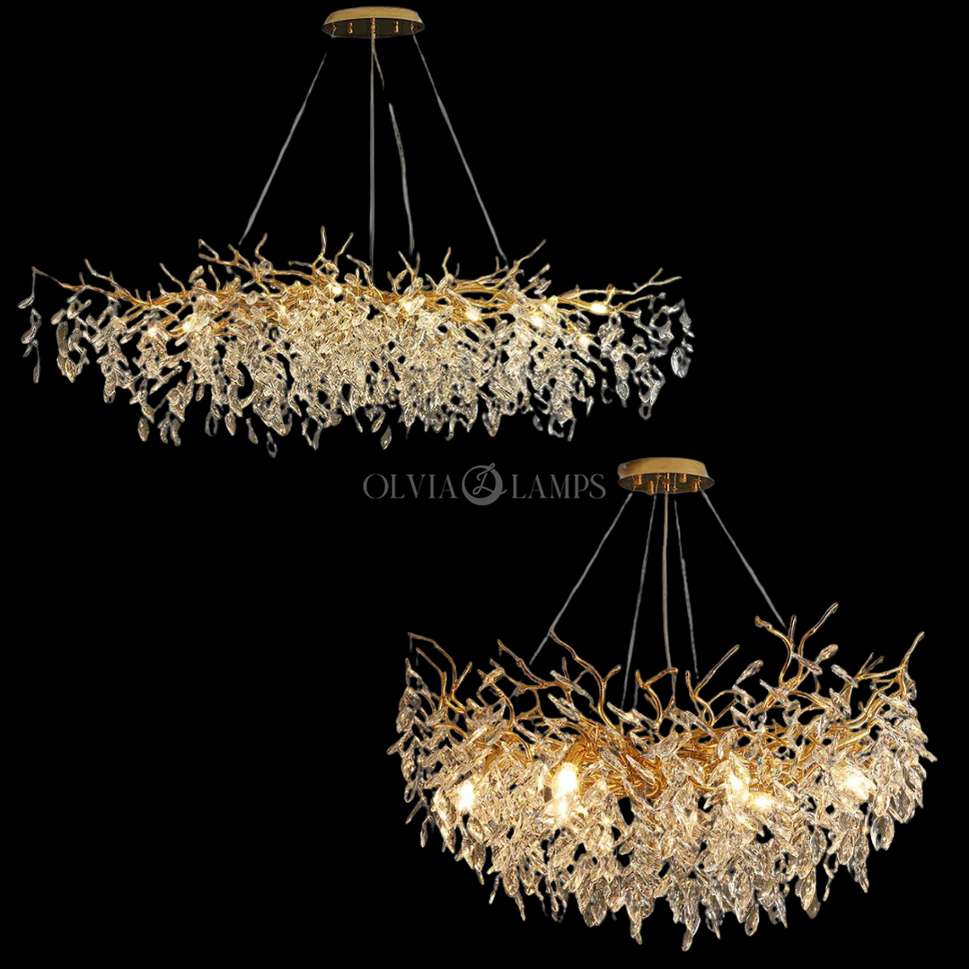 Affordable New French Style Branch Fabulous Crystal Chandelier Crystal Leaves Ceiling Light Fixture