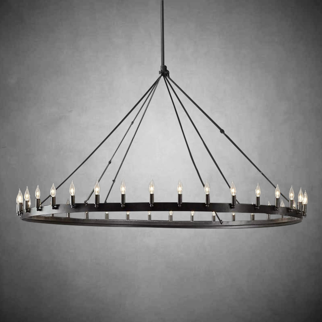 Camina Vintage Candelabra Round Chandelier 73"