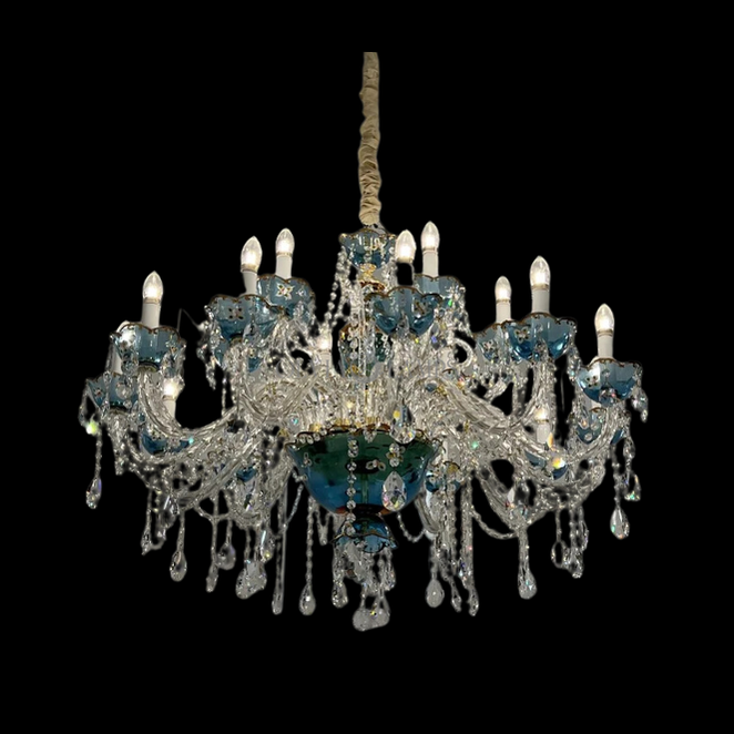 French Romantic Blue Crystal Designer Chandelier Modern Art Candle Branch Light Fixture For Bedroom/Living Room/Dining Room