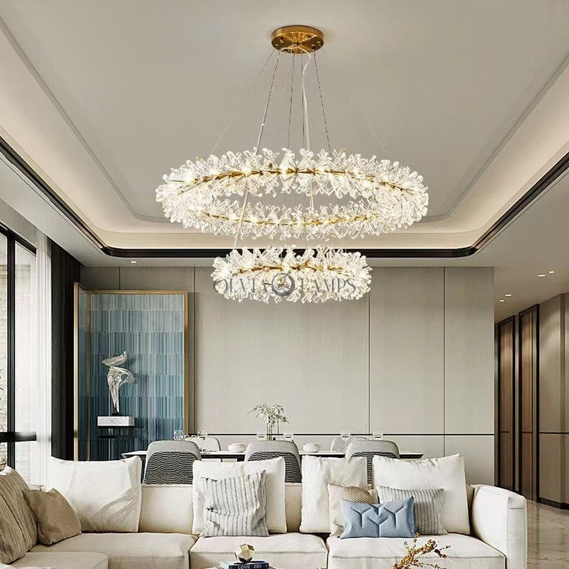 Contemporary LED 2 Ring Pendant Chandelier For Living Room