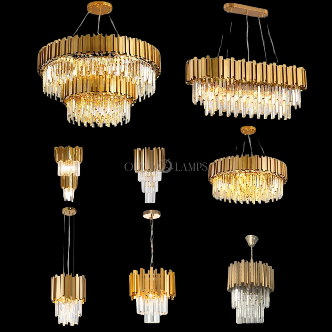 Gold/Silver Round Modern Tiered Metal Crystal Chandelier