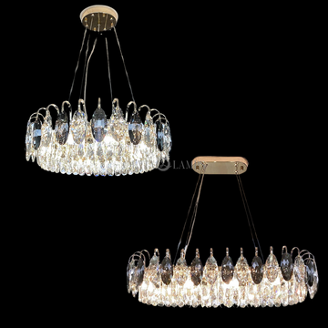 Luxurious K9 Crystal Chandelier Modern Ceiling Light Fixtures Set for Living Room/Dining Room