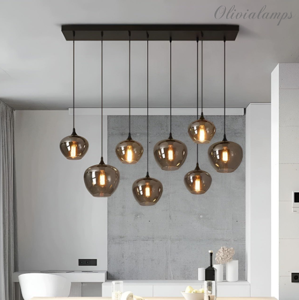 Modern Smoke Gray Glass Lamp Designer Chandelier for Coffee/Dining Bar/Table Scandinavian