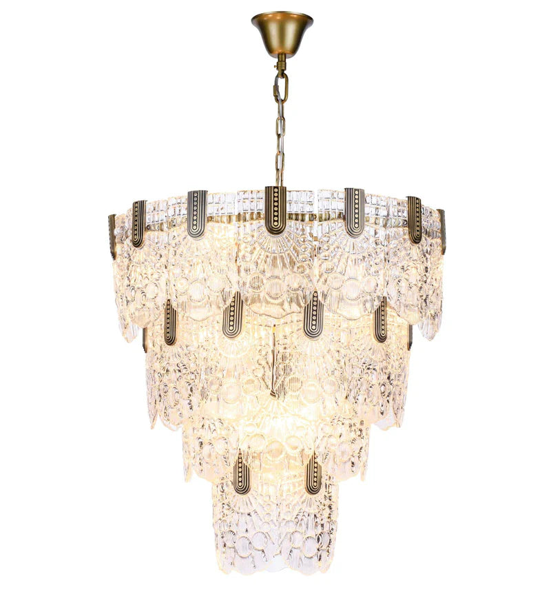 Jacques Brass Crystal Round Chandelier