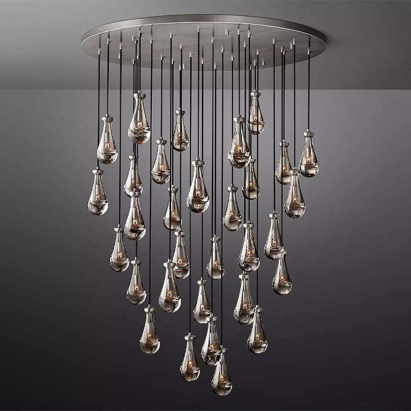 Olivia Raindrop Glass Round Chandelier 60"