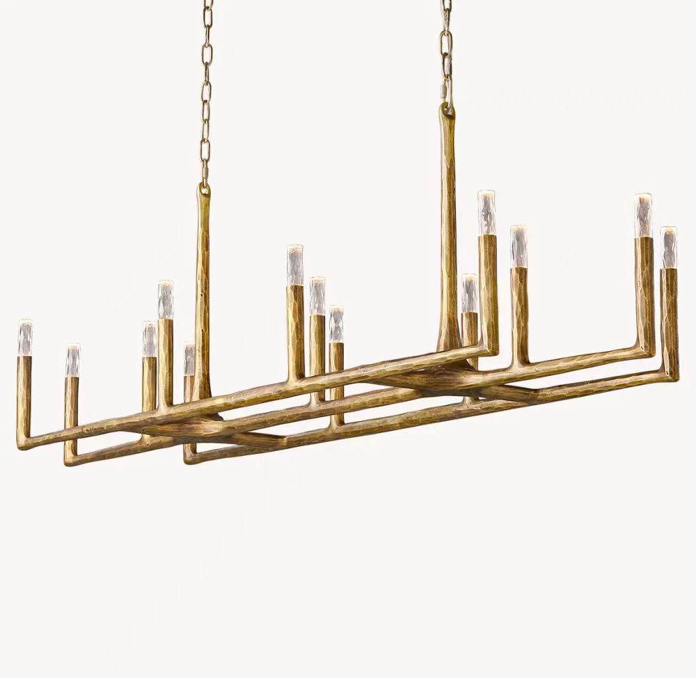 Olivia Avarital Forged Linear Chandelier 54" 72" 96" & Pendant