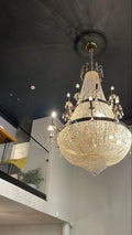 Oversized Luxury Double-layers Golden French Style Candle Crystal Chandelier  for Living/Dinning Room/Foyer/Hallway/Staircase