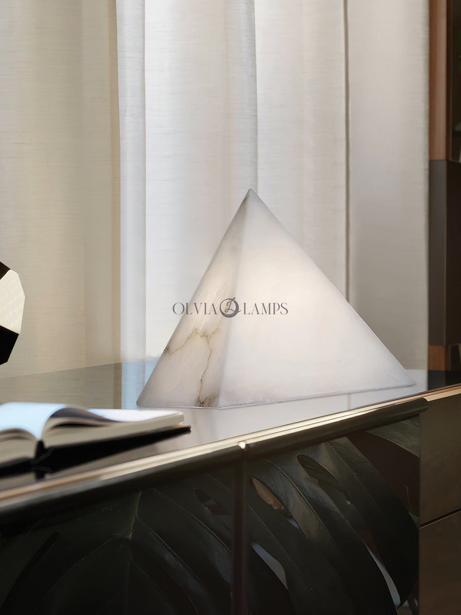 Alabaster Pyramid Table Lamp