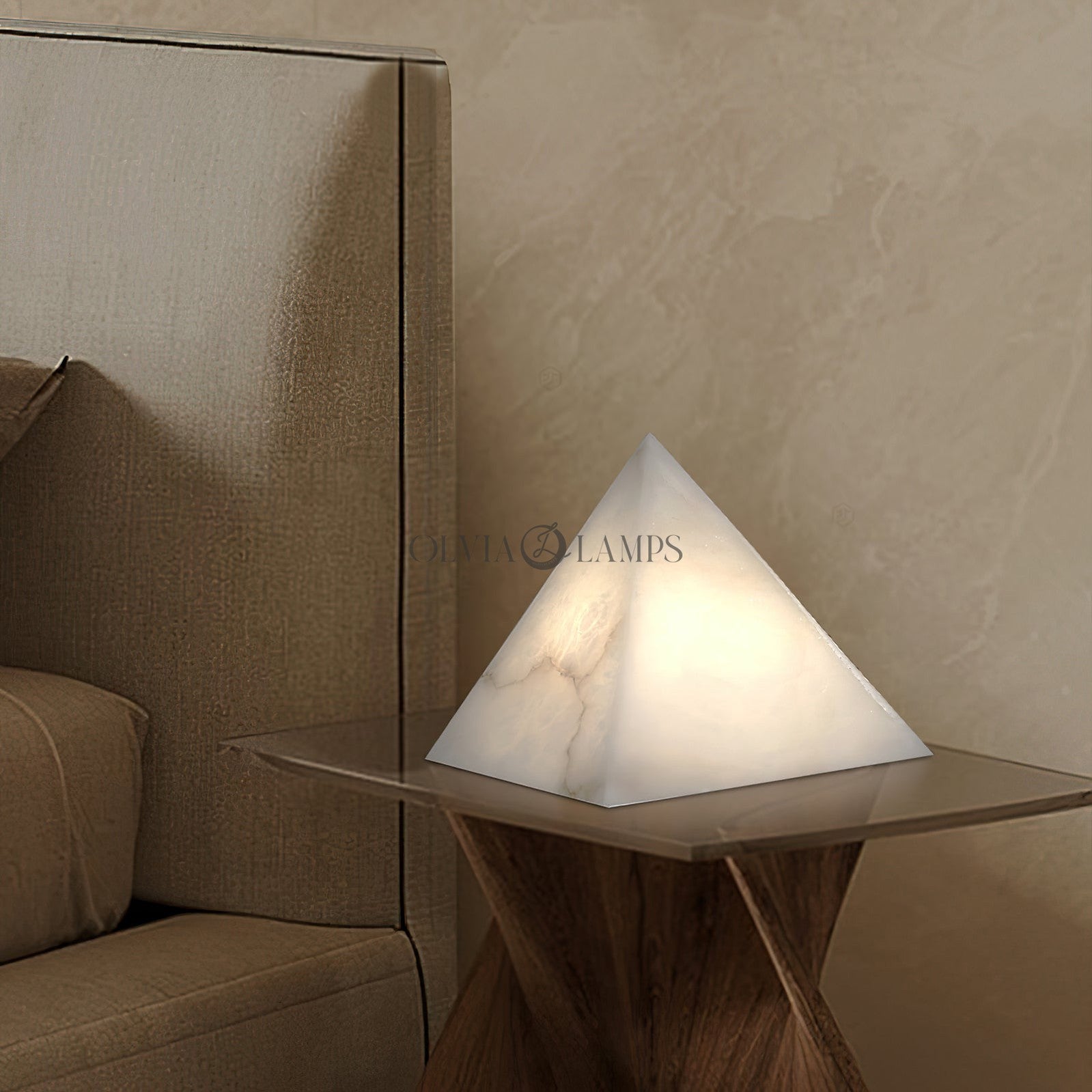 Alabaster Pyramid Table Lamp