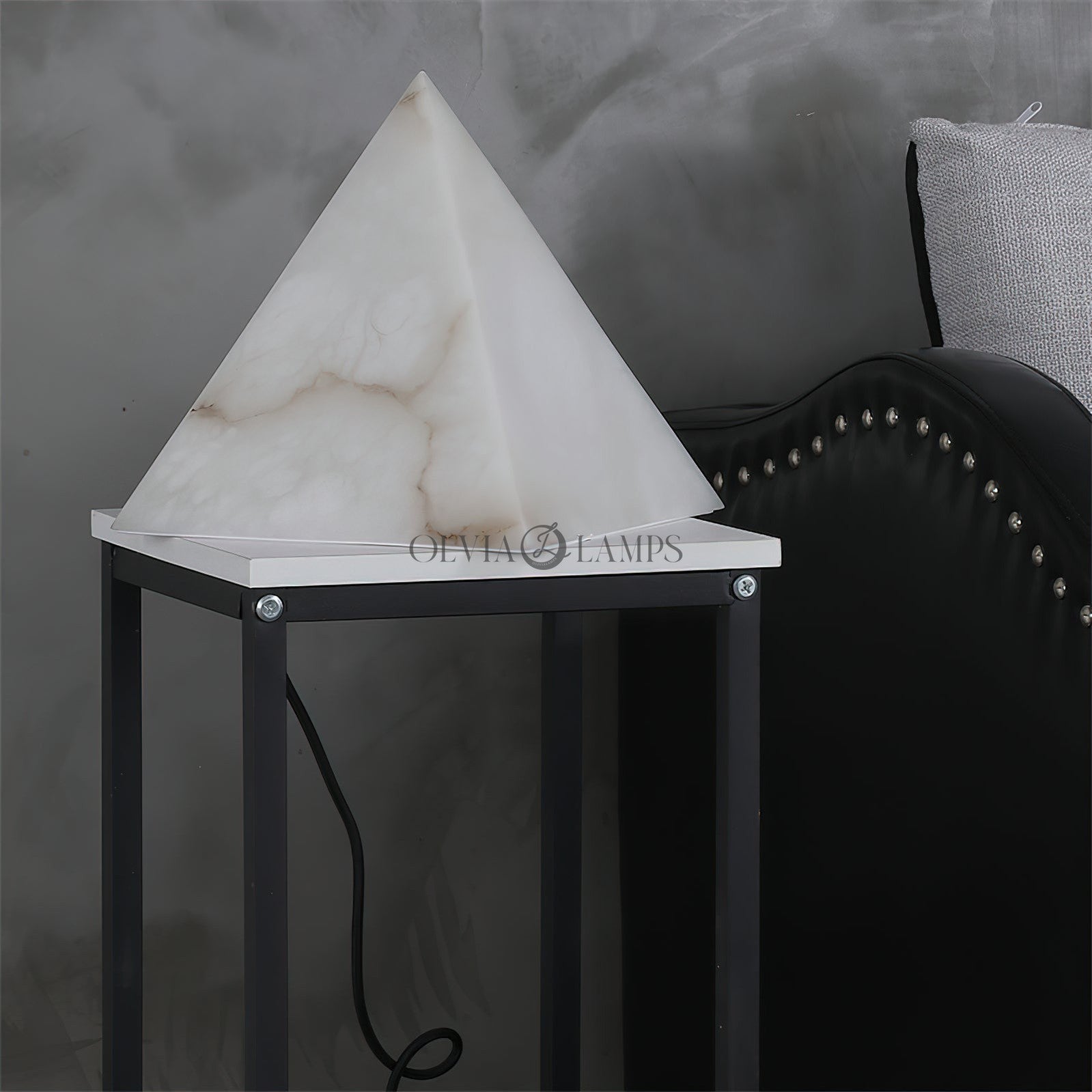 Alabaster Pyramid Table Lamp