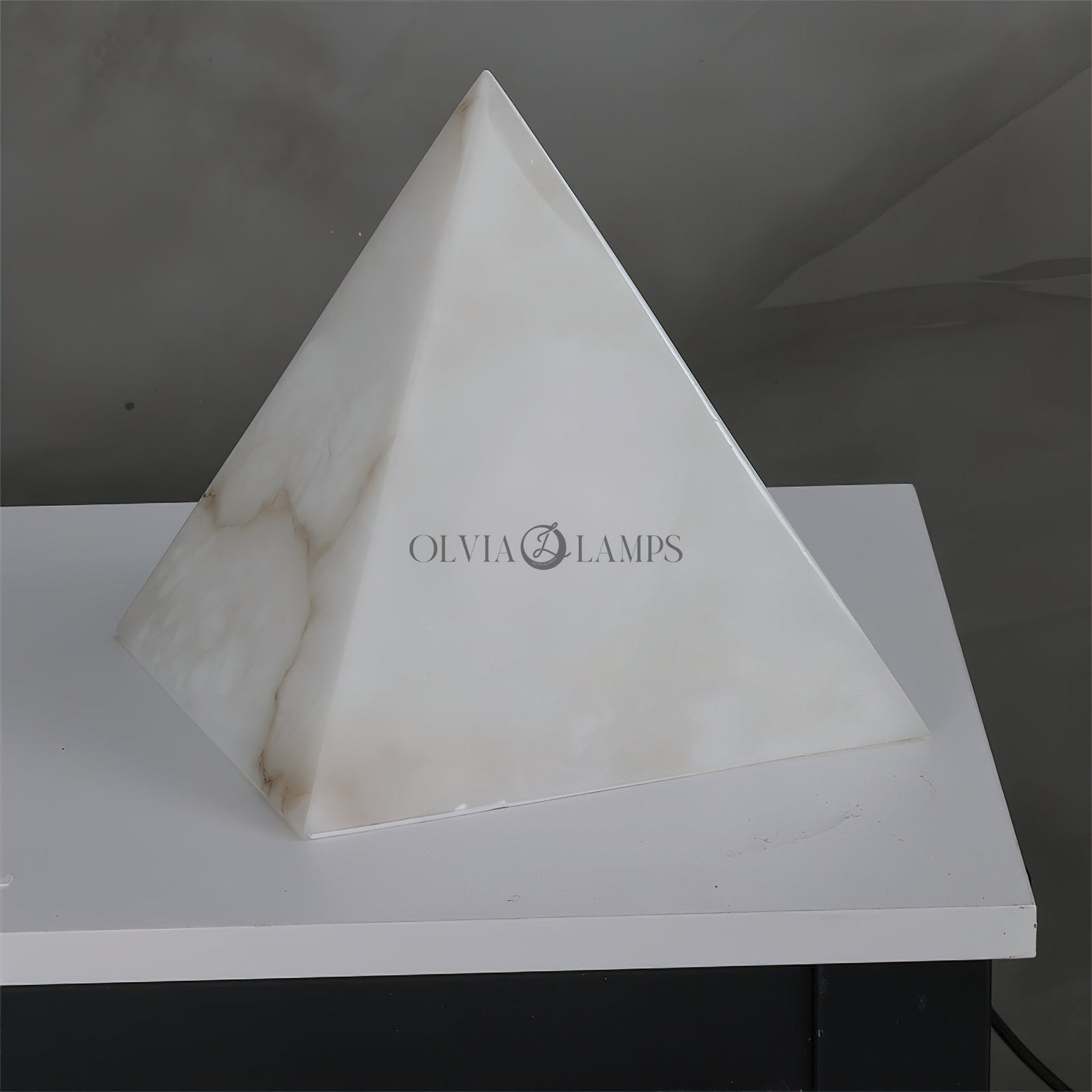 Alabaster Pyramid Table Lamp