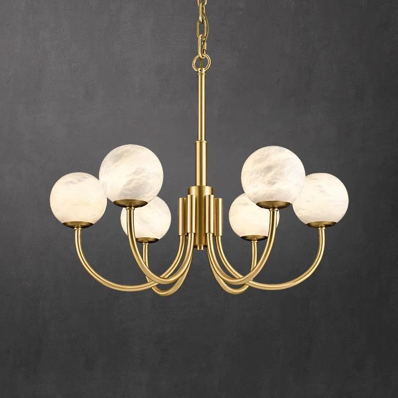 Olivia Alabaster Brass Chandelier 25.6" 31.5"