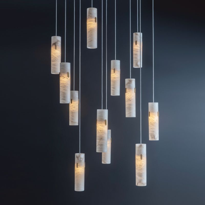 Olivia Alabaster Deco 12-Light Cluster Chandelier