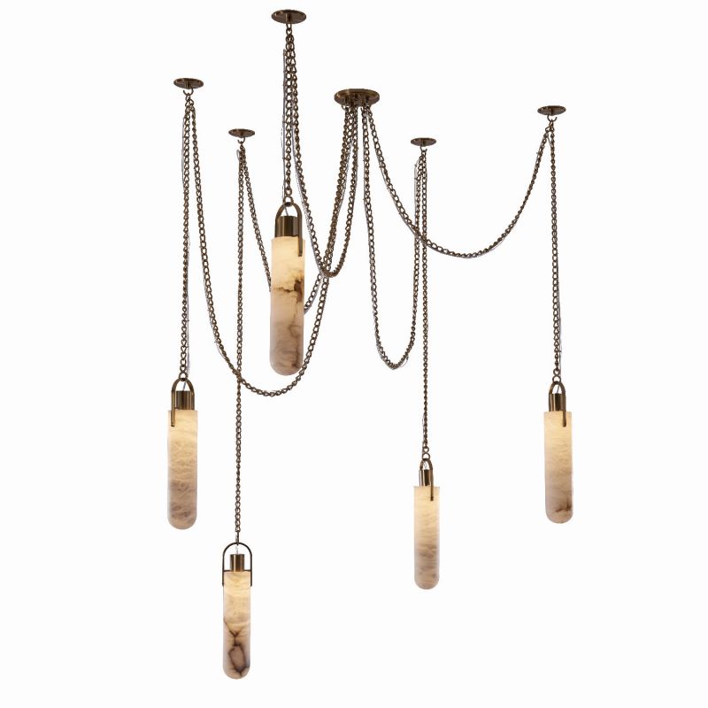 Alabaster Flint 5 Light LED Multi-Drop Pendant