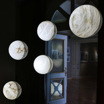 Theseus Alabaster Lorry Dome Art Wall Sconce