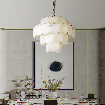 Olivia Alabaster Magnolia Multi-Tiered Round Chandelier