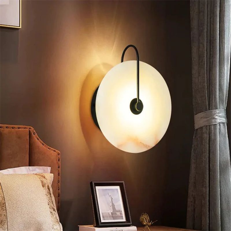 Alabaster Modern Round Wall Sconce