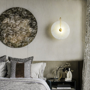 Olivia Charlene Marble Round Bedroom Wall Sconce