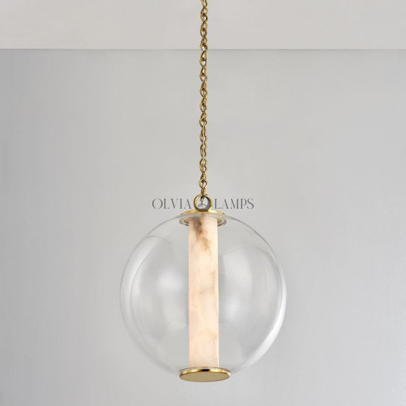 Alabaster Tube Glass Globe Pendant