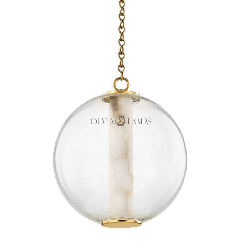 Alabaster Tube Glass Globe Pendant