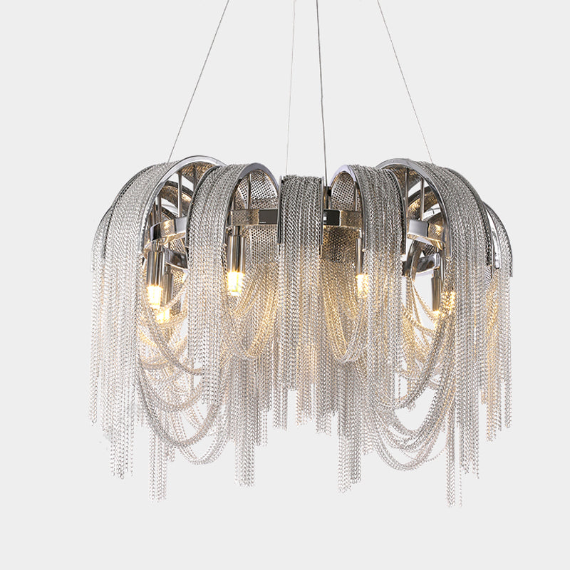 Olivia Sophian Aluminum Chain Tassel Round Chandelier