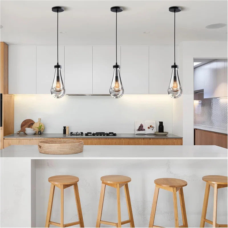 Raindrop Cord Pendant, Modern Glass Kitchen Island Pendant Light