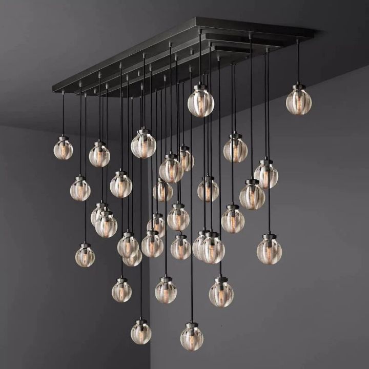 Pearls Spherical Modern Rectangular Chandelier 72”