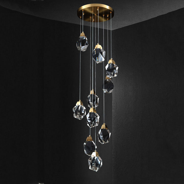 Olivia Masonry Faceted Crystal Prisms Chandeliers for Staircase Loft