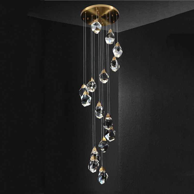 Olivia Masonry Faceted Crystal Prisms Chandeliers for Staircase Loft