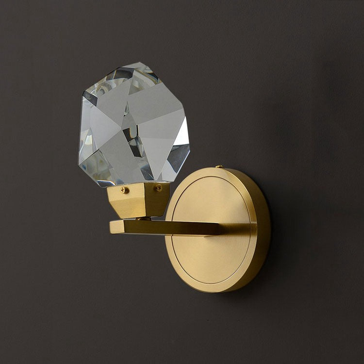 Olivia Faceted Crystal Masonry Wall Sconce, Brass