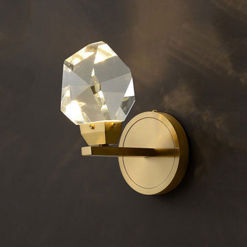 Olivia Faceted Crystal Masonry Wall Sconce, Brass