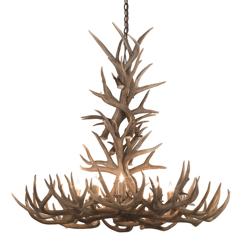 8 Light Reagan Tall Mule Deer Antlers Chandelier 36"H