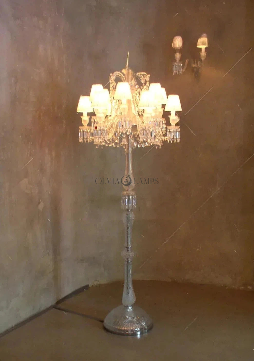 Baccarat Zénith Crystal Candelabra With Fabric Shade