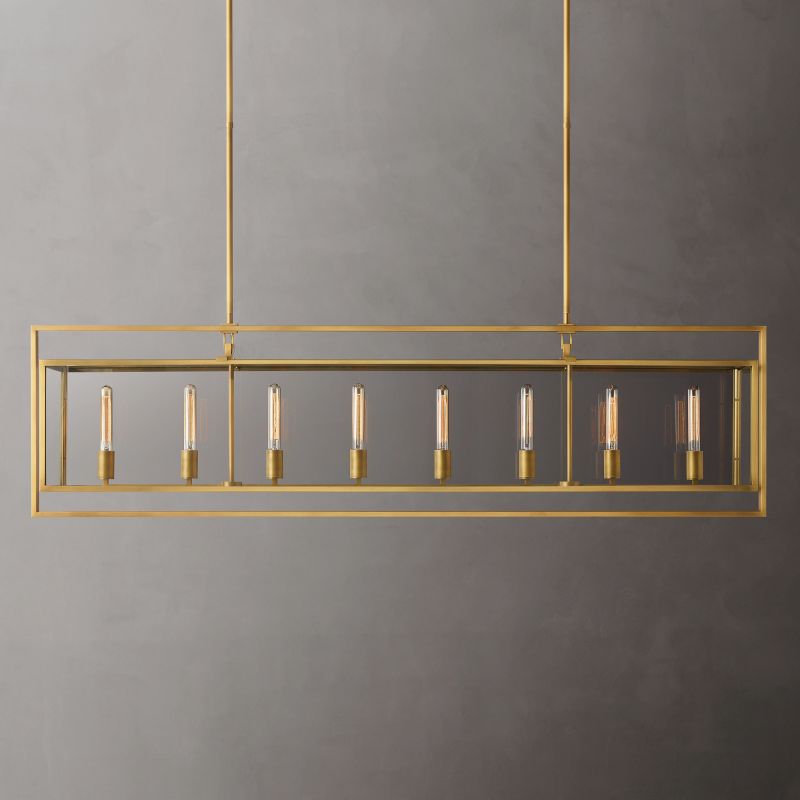 Becklola Rectangular Chandelier 72" chandeliers for dining room,chandeliers for stairways,chandeliers for foyer,chandeliers for bedrooms,chandeliers for kitchen,chandeliers for living room Rbrights Lacquered Burnished Brass  