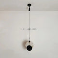 Black Paint Iron Disc Marble Pendant Lamp