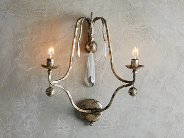 Gothic Bonita 2-Light Wall Sconce- Silver