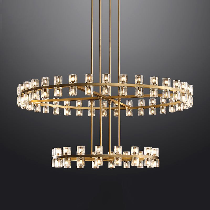 Beliy Crystal Shade Two-Tier Round Chandelier 60" chandeliers for dining room,chandeliers for stairways,chandeliers for foyer,chandeliers for bedrooms,chandeliers for kitchen,chandeliers for living room Rbrights   