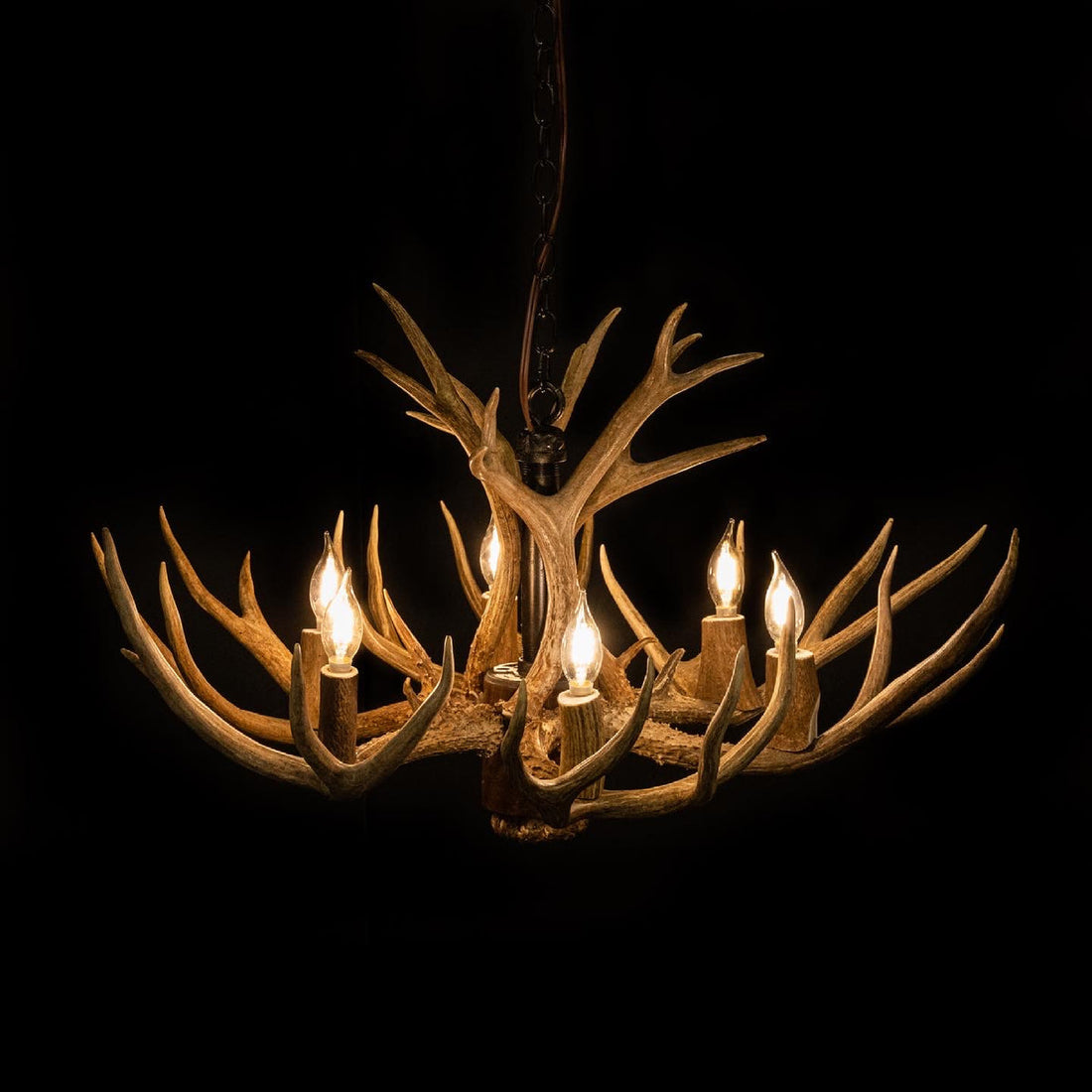 8 Light Reagan Tall Mule Deer Antlers Chandelier 24"H