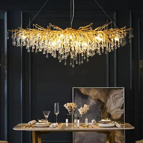 Stunning Tree Branch Crystal Chandelier with Clear Teardrop-shaped for Living/Dining Room